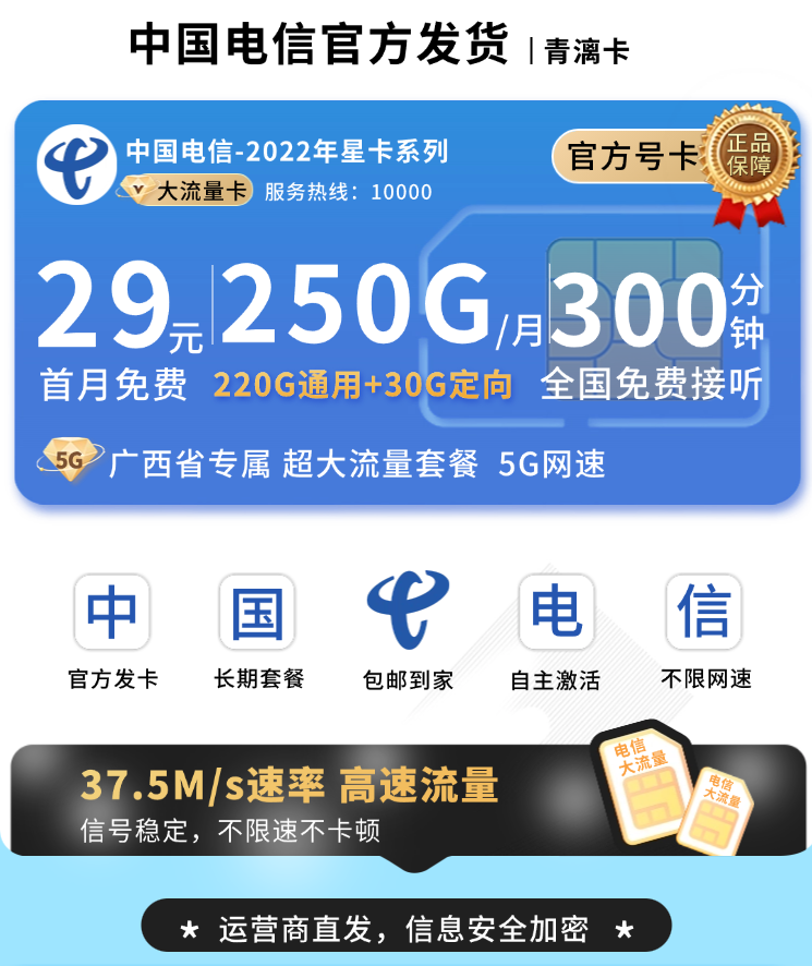电信青漓卡29元250G全国流量+300分钟TOP.png